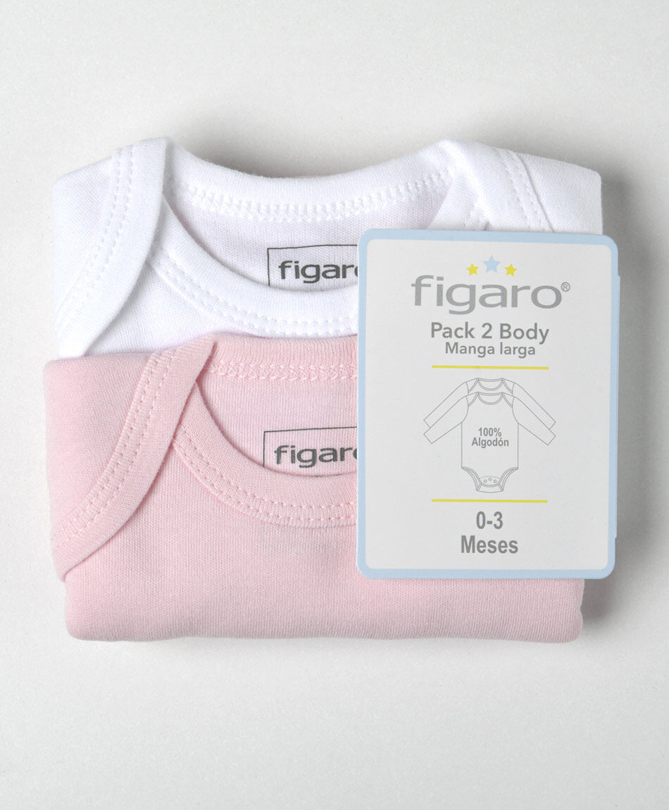 Pack 2 bodies beb&eacute; blanco y rosado manga larga
