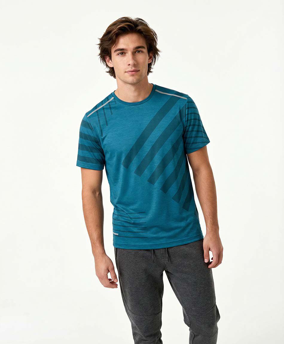 Remera deportiva hombre running turquesa