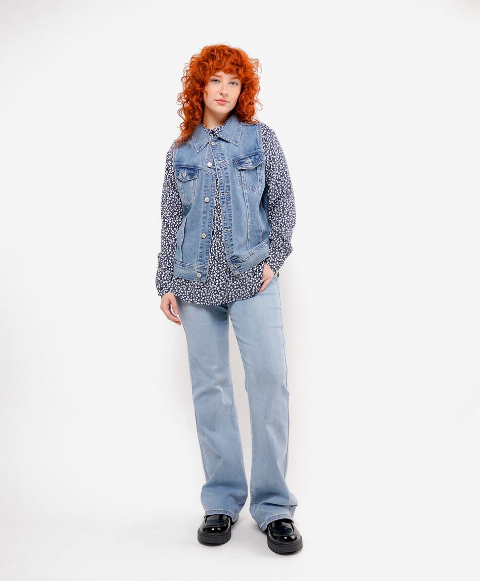 Vest mujer denim bolsillos