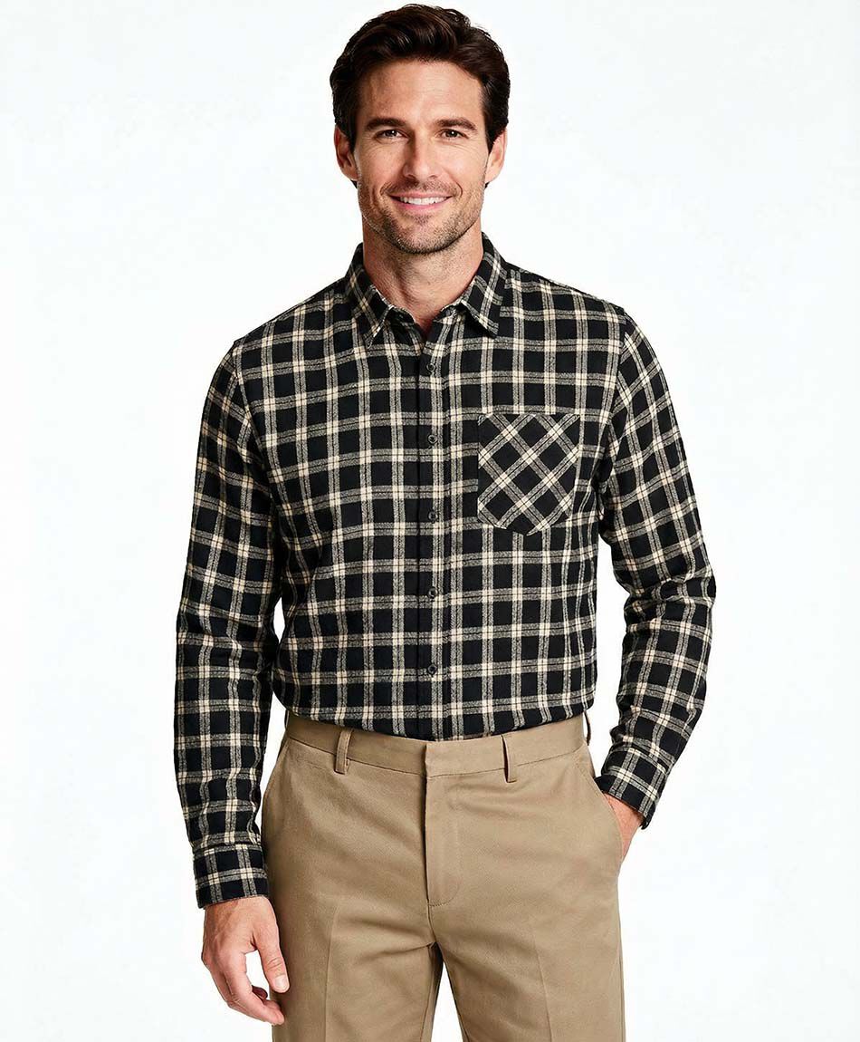 Camisa hombre franela beige