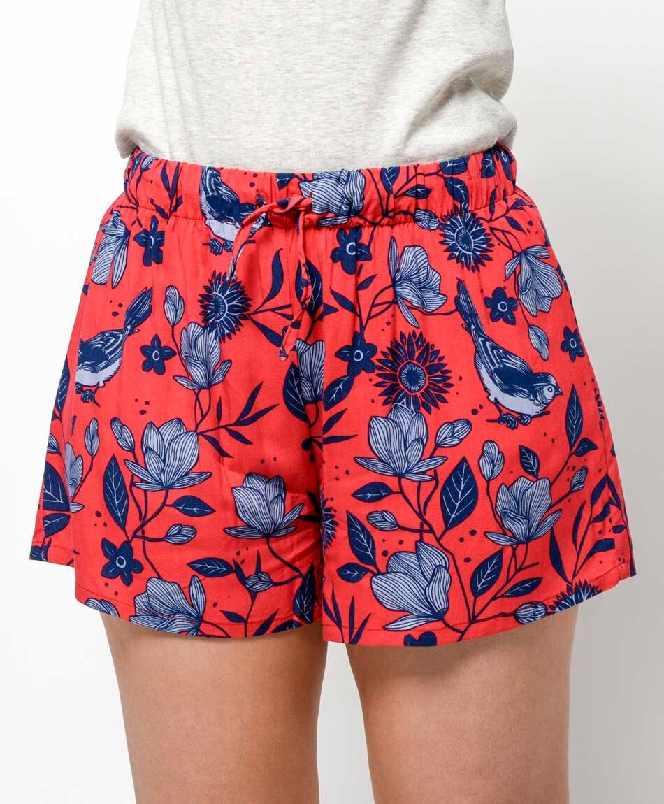Short mujer print flores p&aacute;jaros