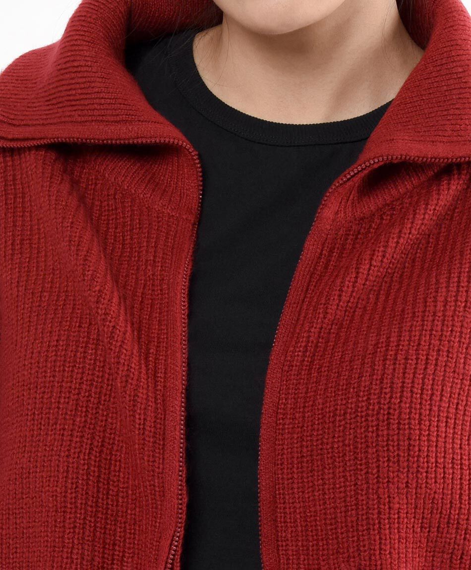 Cardigan mujer rojo cierre entero