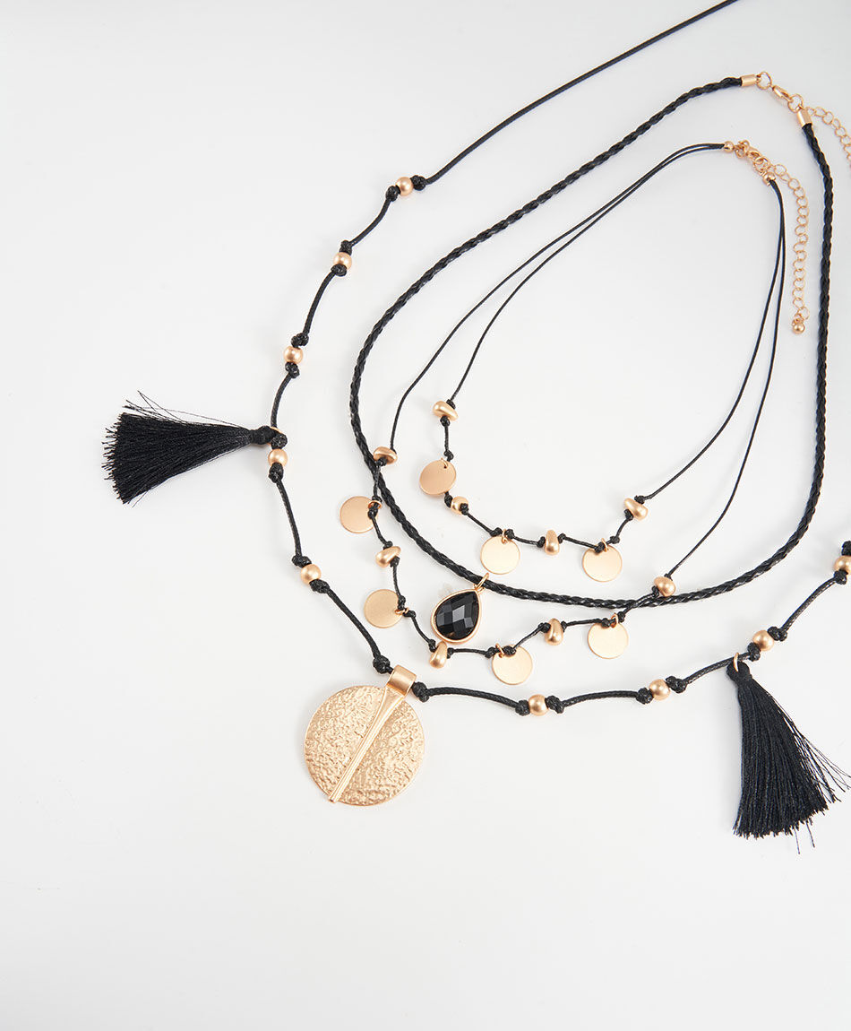 Set collares mujer mix dorado negro