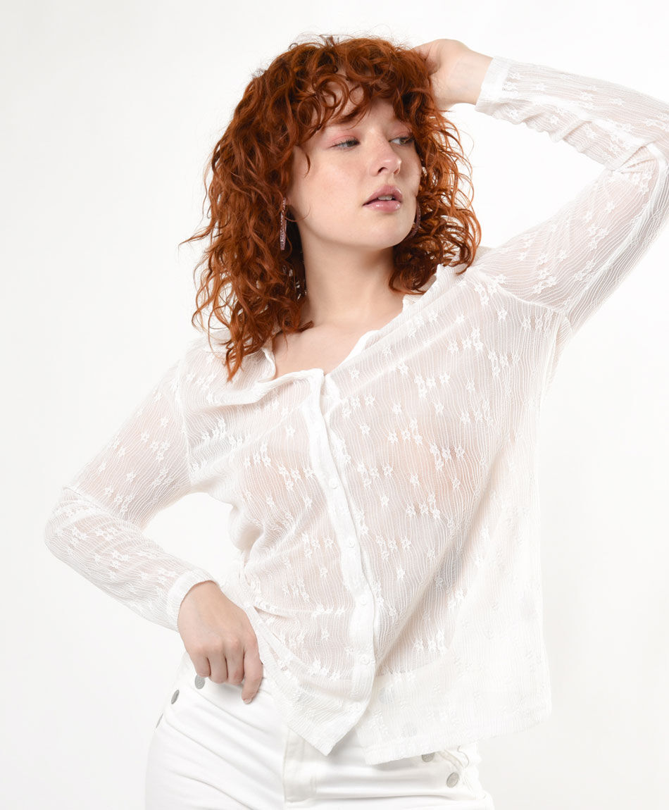 Blusa mujer encajes florcitas