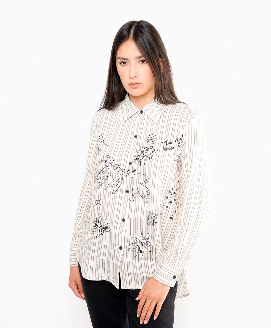 Camisa mujer estampado p&aacute;jaros