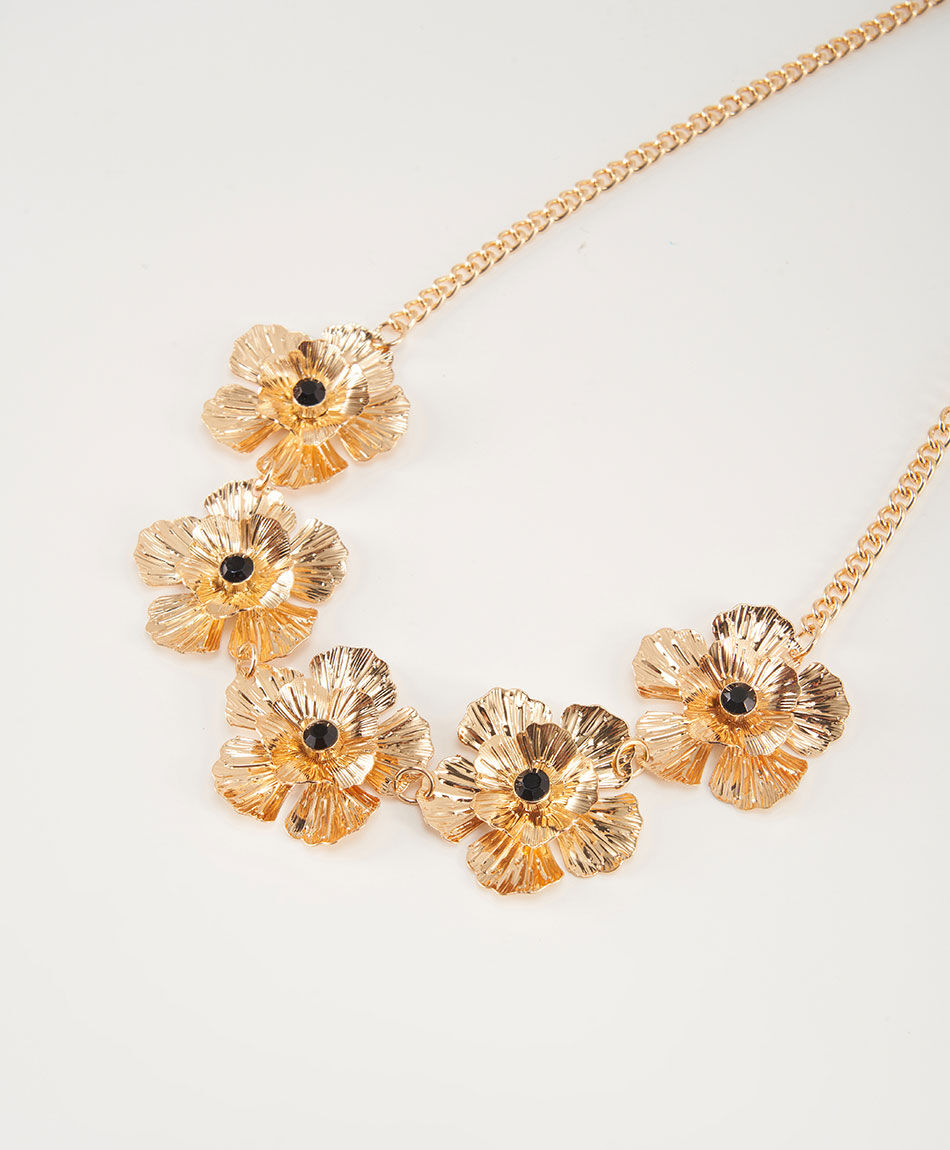 Collar mujer florcitas doradas