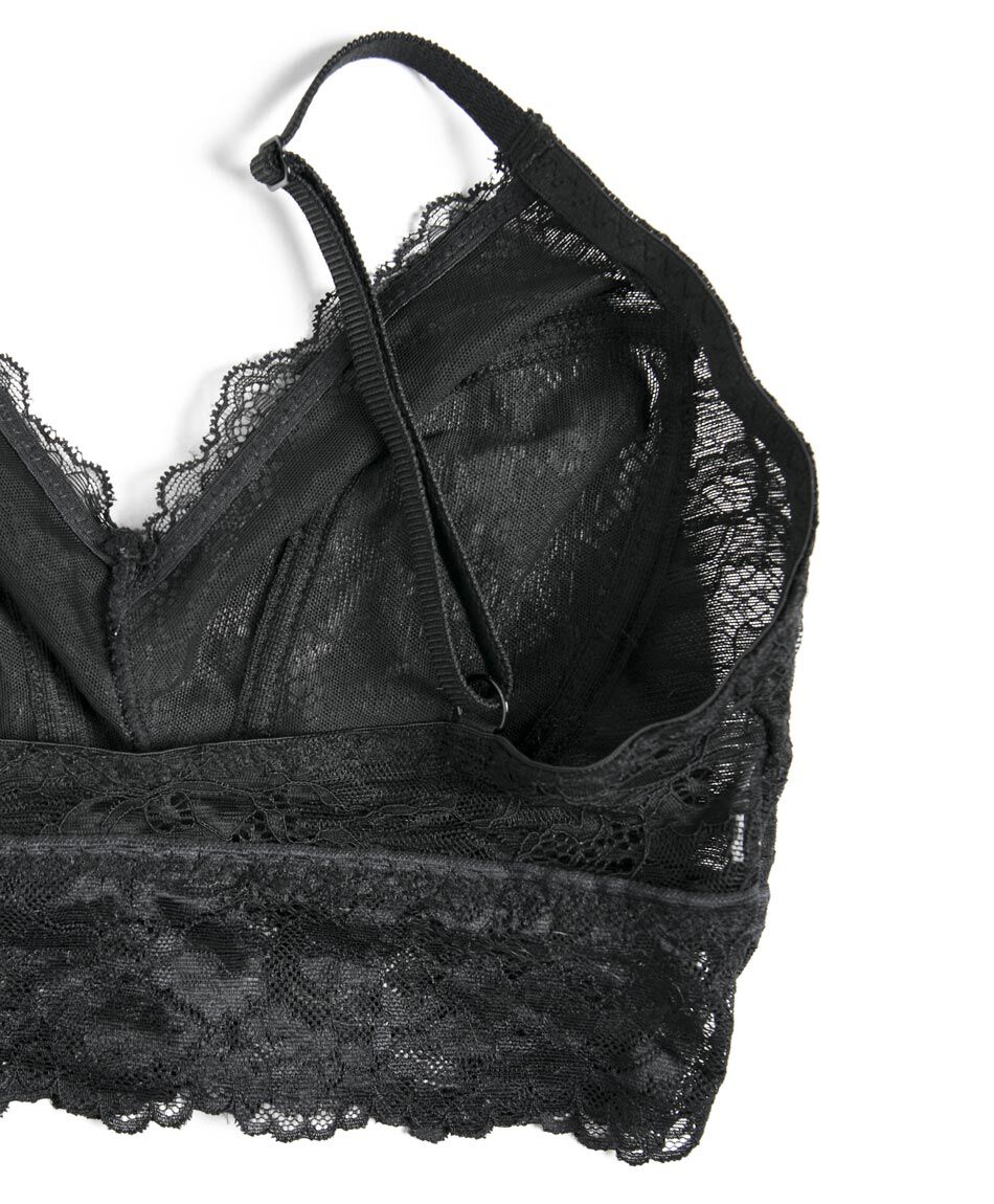 Bralette mujer encaje transl&uacute;cido