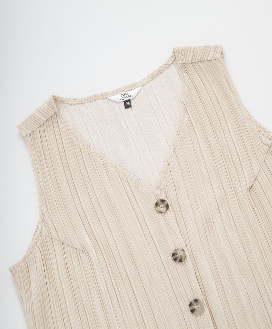 Vest mujer acanalado satinado