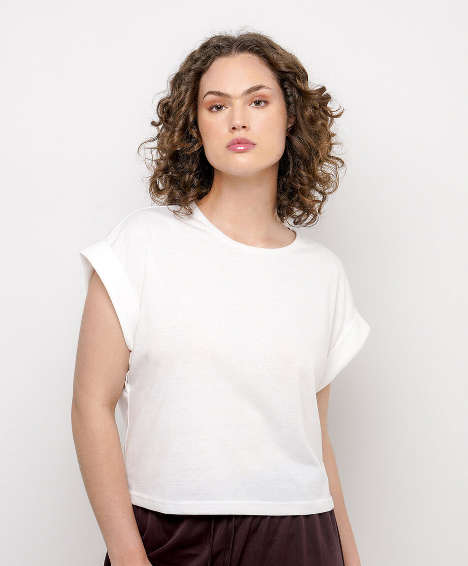Remera mujer cuadrada blanca