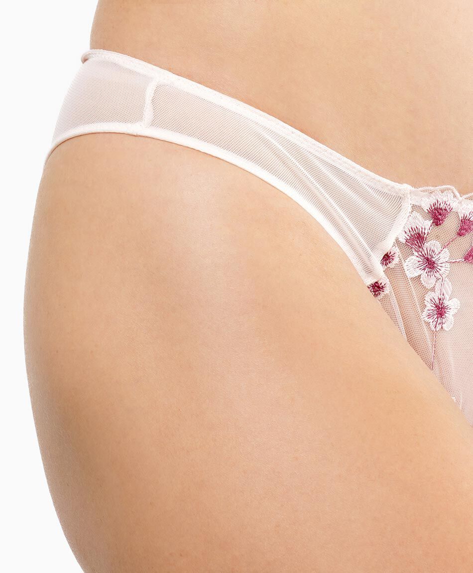 Tanga mujer flores bordadas