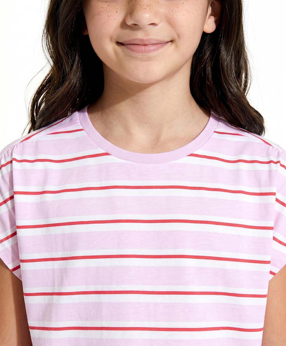 Remera ni&ntilde;a l&iacute;neas lazos