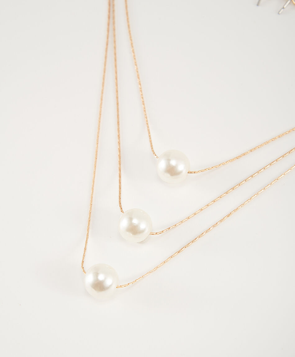 Set collar + aros mujer perlas