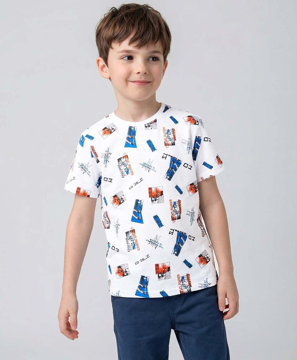 Remera ni&ntilde;o blanca dibujos