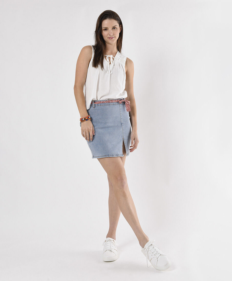 Mini falda mujer abertura frontal ajustada