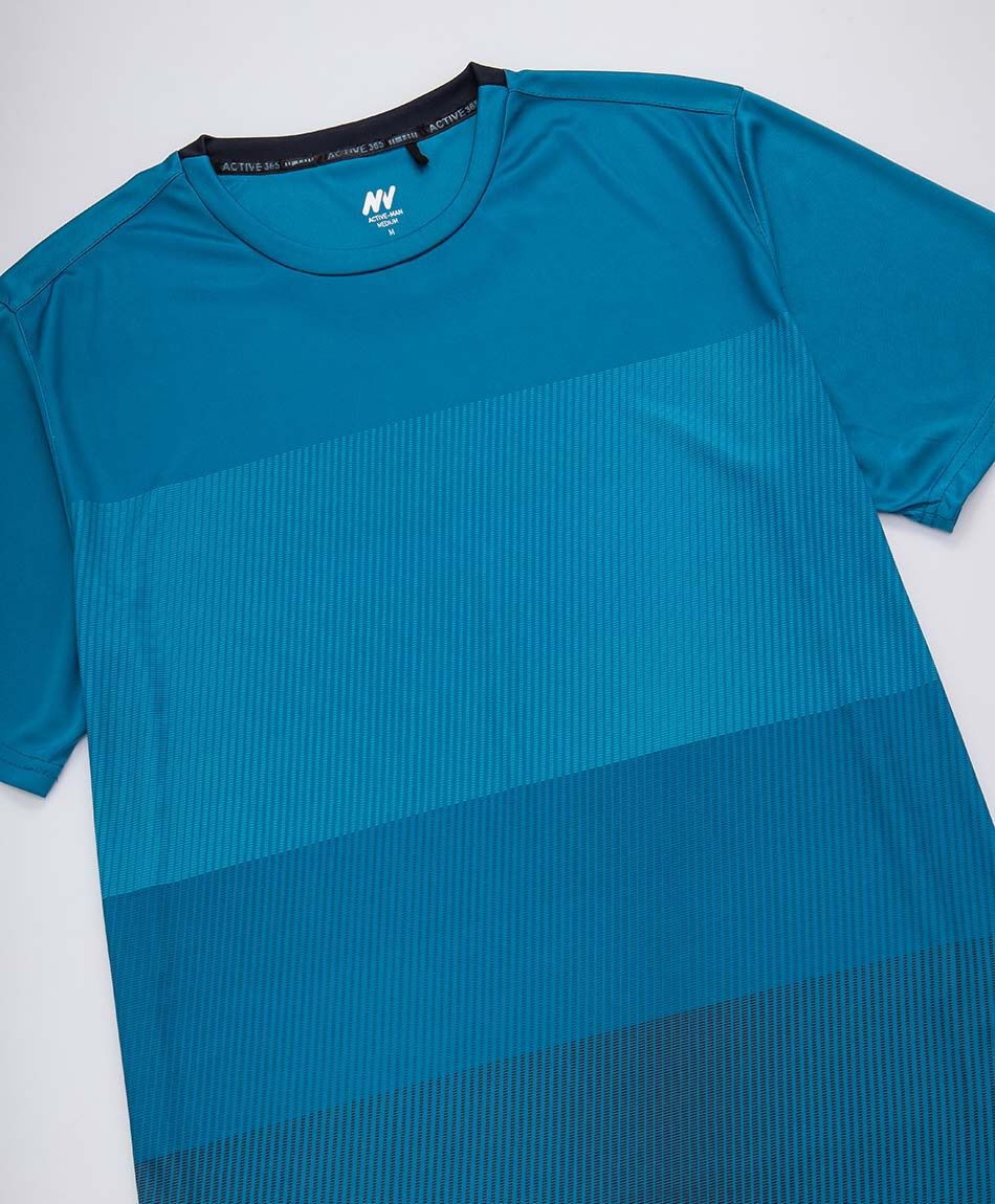 Remera deportiva hombre l&iacute;neas turquesa