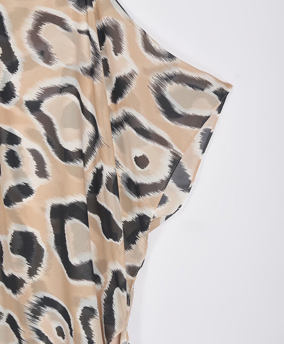 Pareo mujer animal print beige