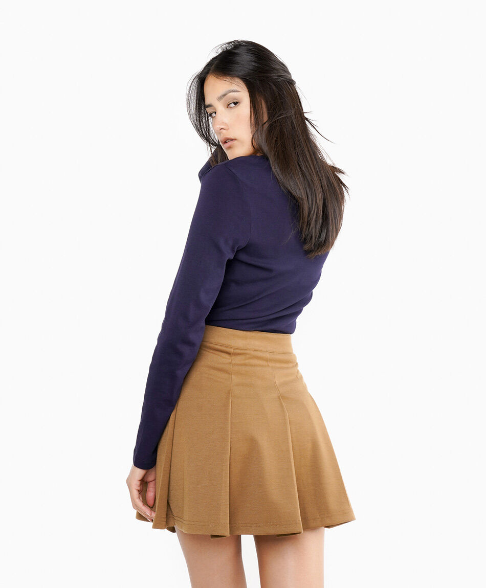 Mini falda pinzada camel