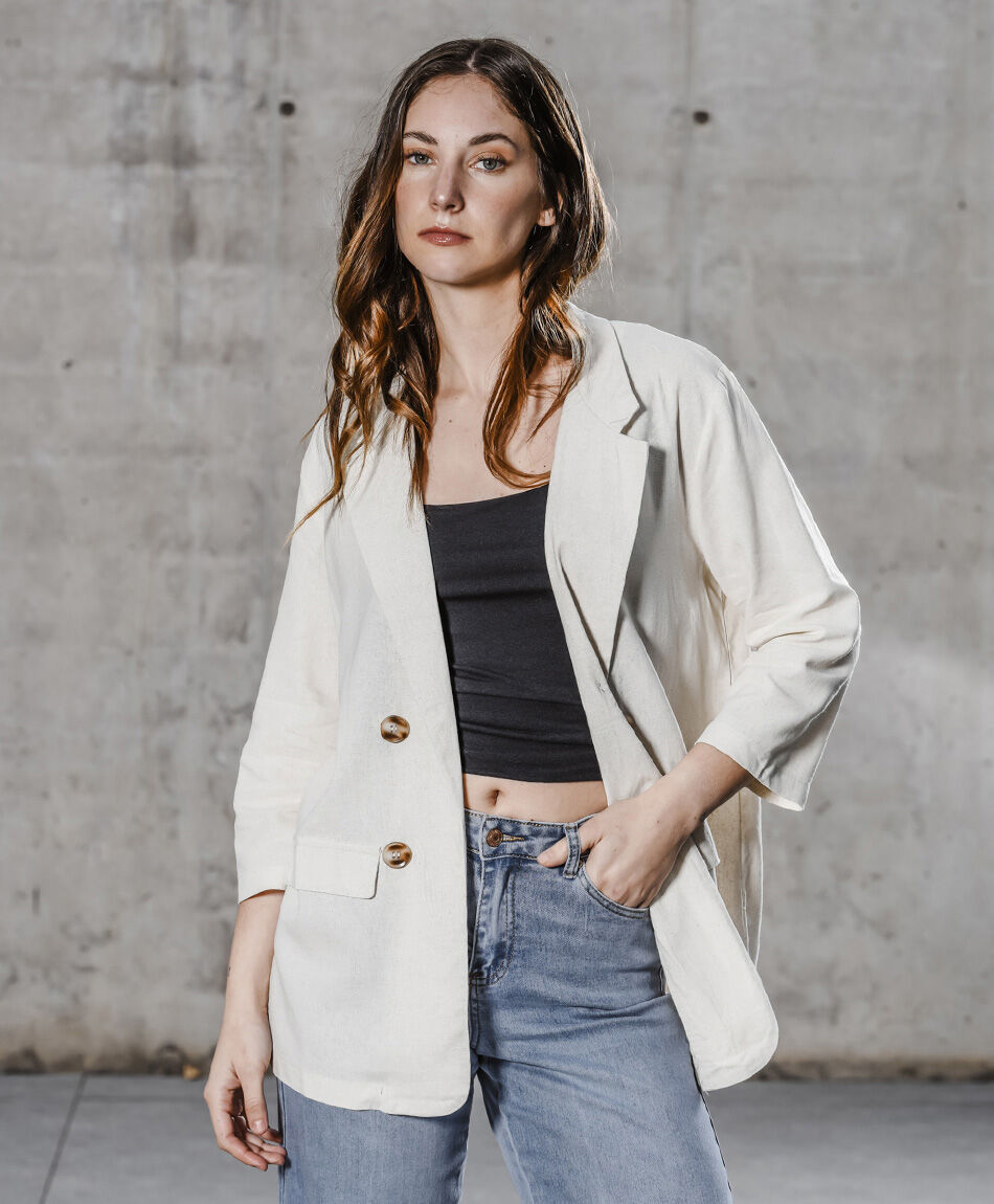 Blazer mujer lino beige