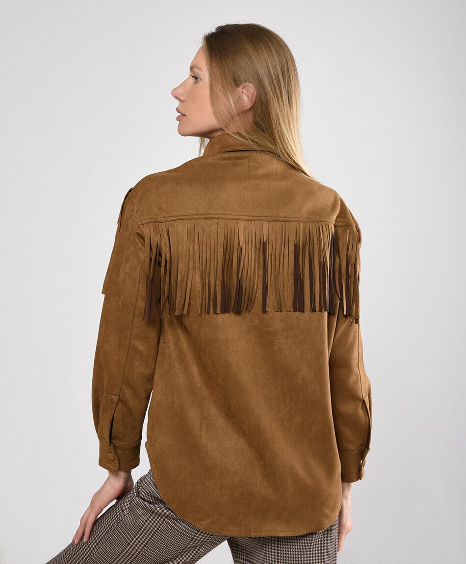 Chaqueta mujer gamuza flecos