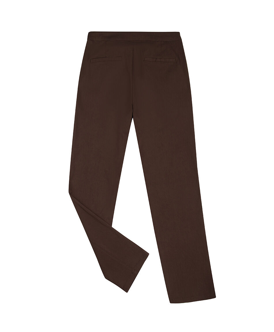 Pantal&oacute;n mujer caf&eacute; detalle dorado