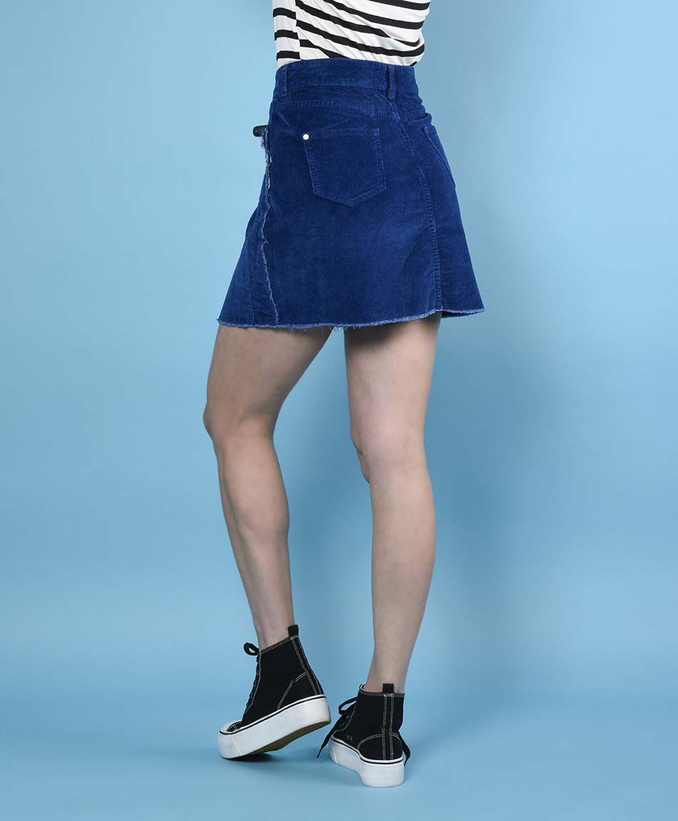 Mini falda denim flecos