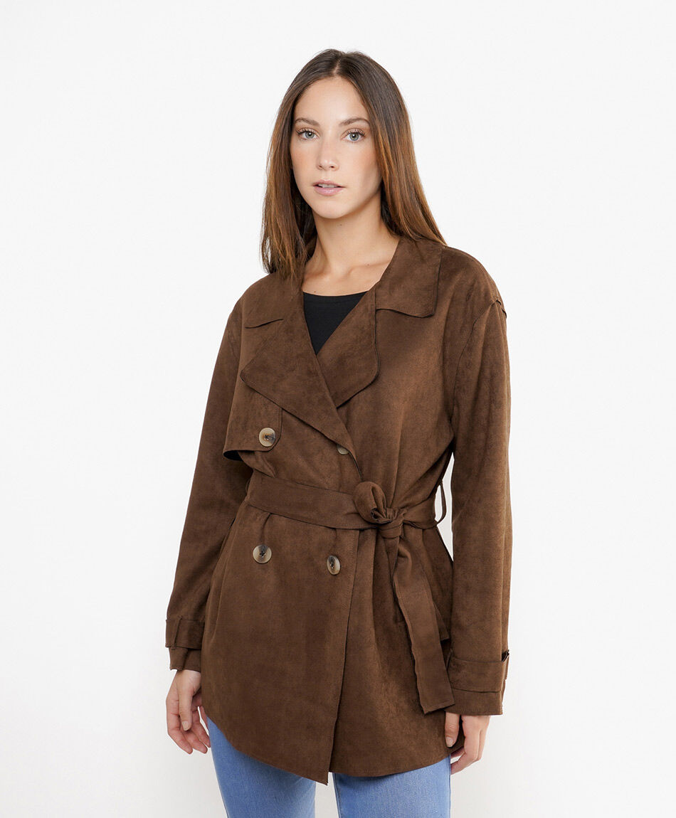 Abrigo mujer trench ante chocoate