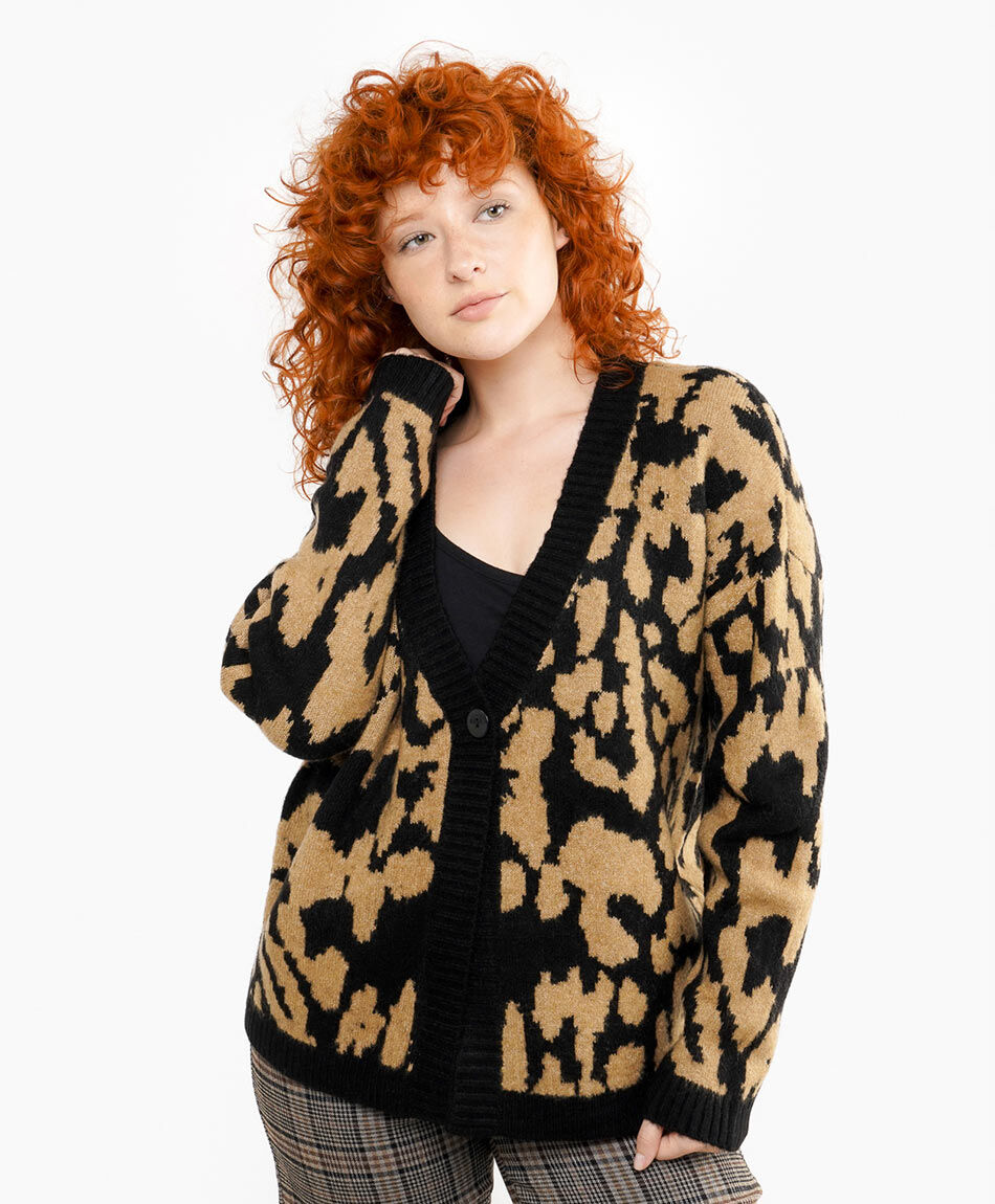 Cardigan mujer jacquard manchas