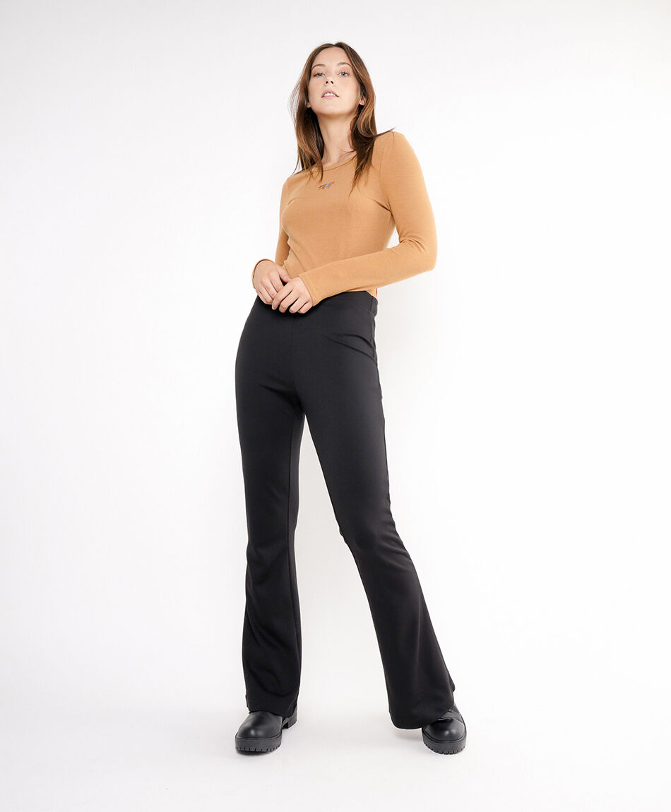 Pantal&oacute;n mujer textura ligera flare