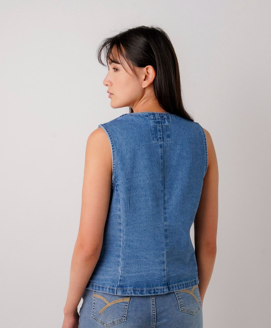 Chaleco mujer denim brillos