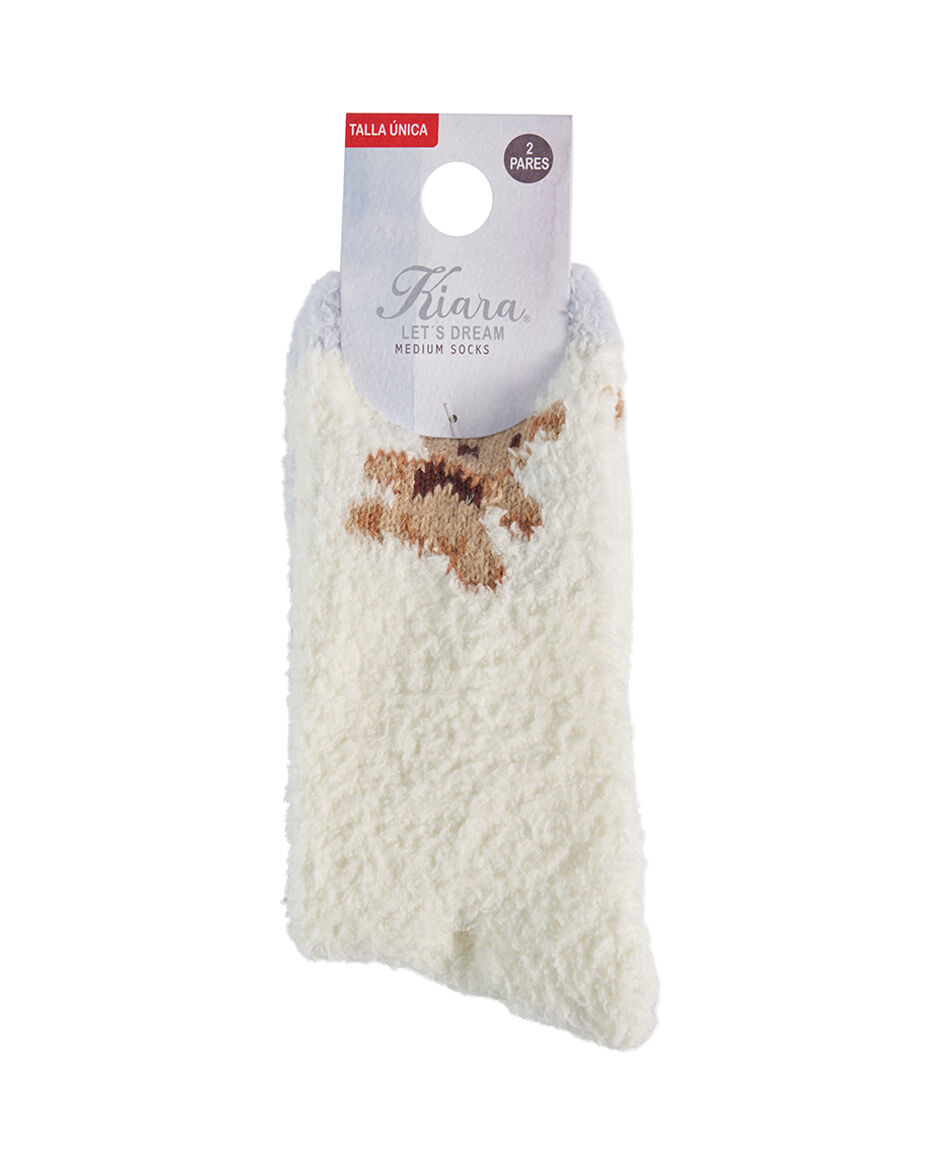 Pack 2 medias mujer dise&ntilde;o oso