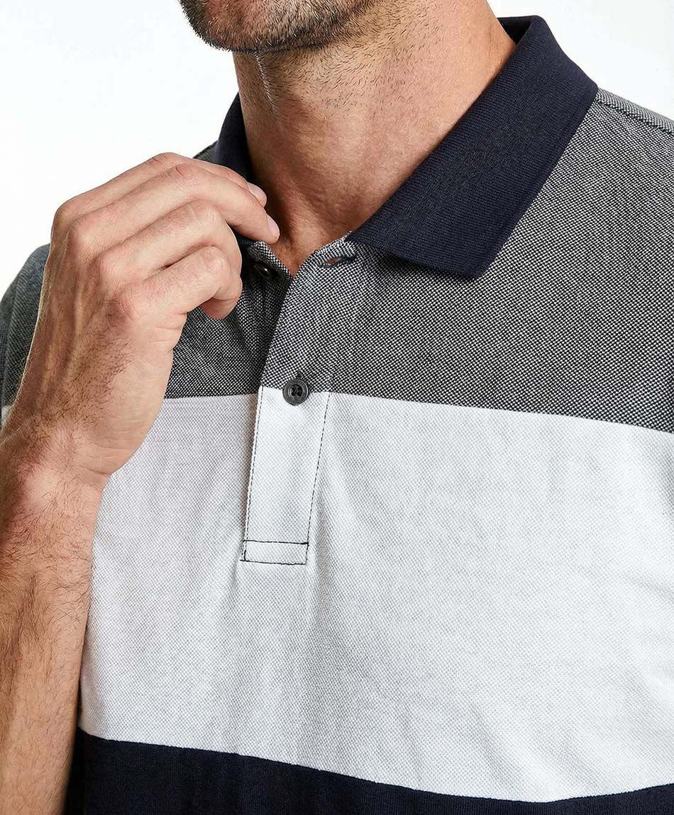 Remera hombre cuello polo grey and black