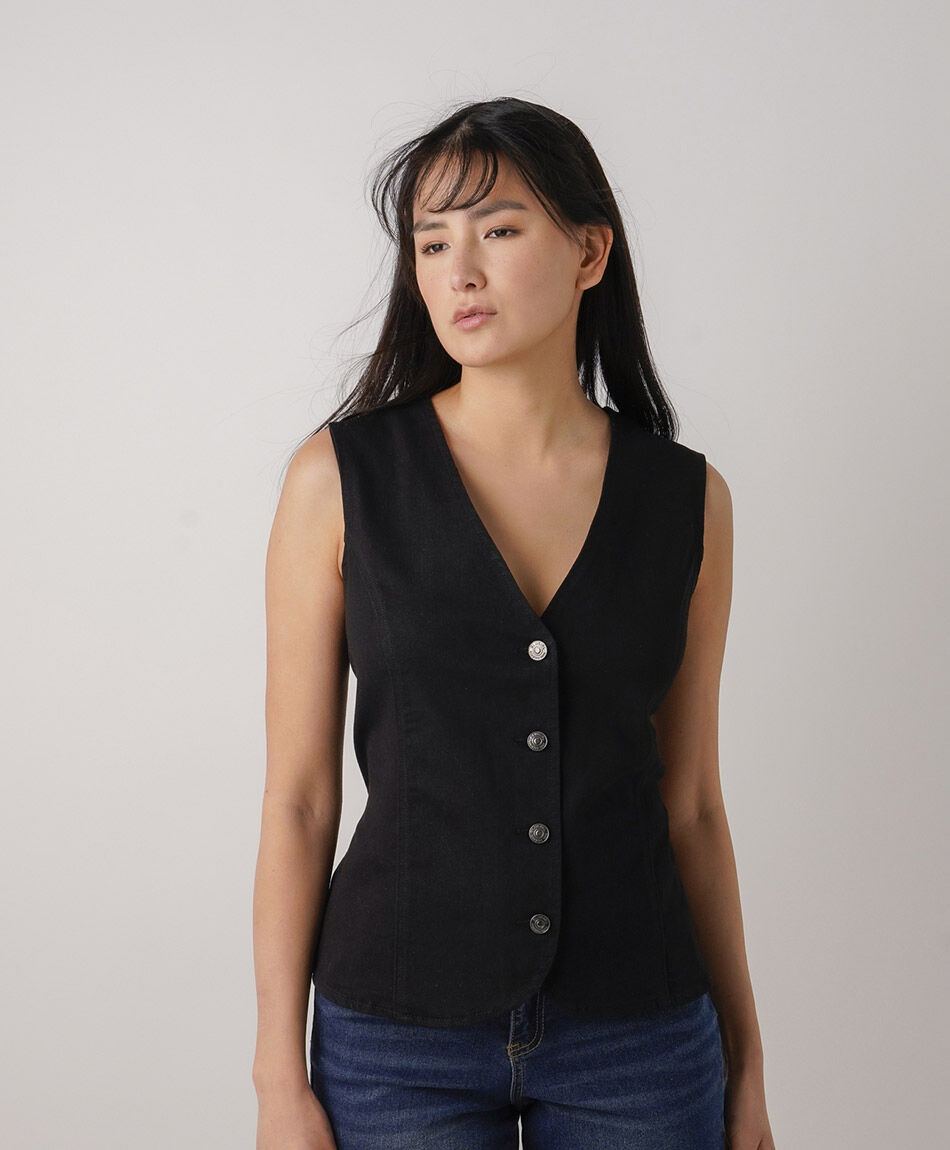 Chaleco mujer denim negro