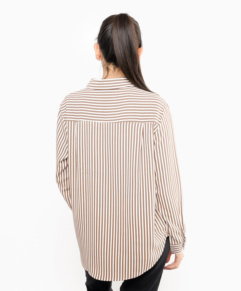 Camisa mujer camisera l&iacute;neas brown