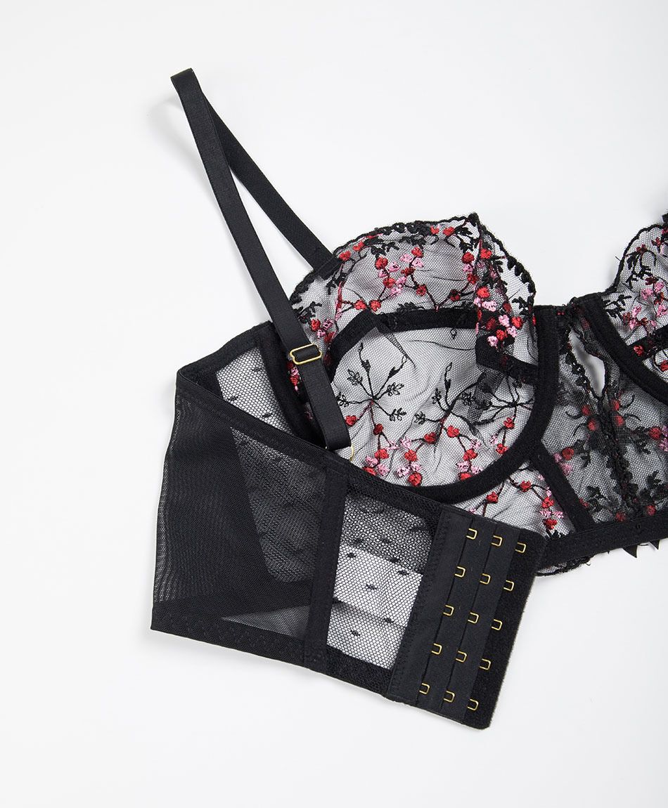 Corset mujer flores bordadas