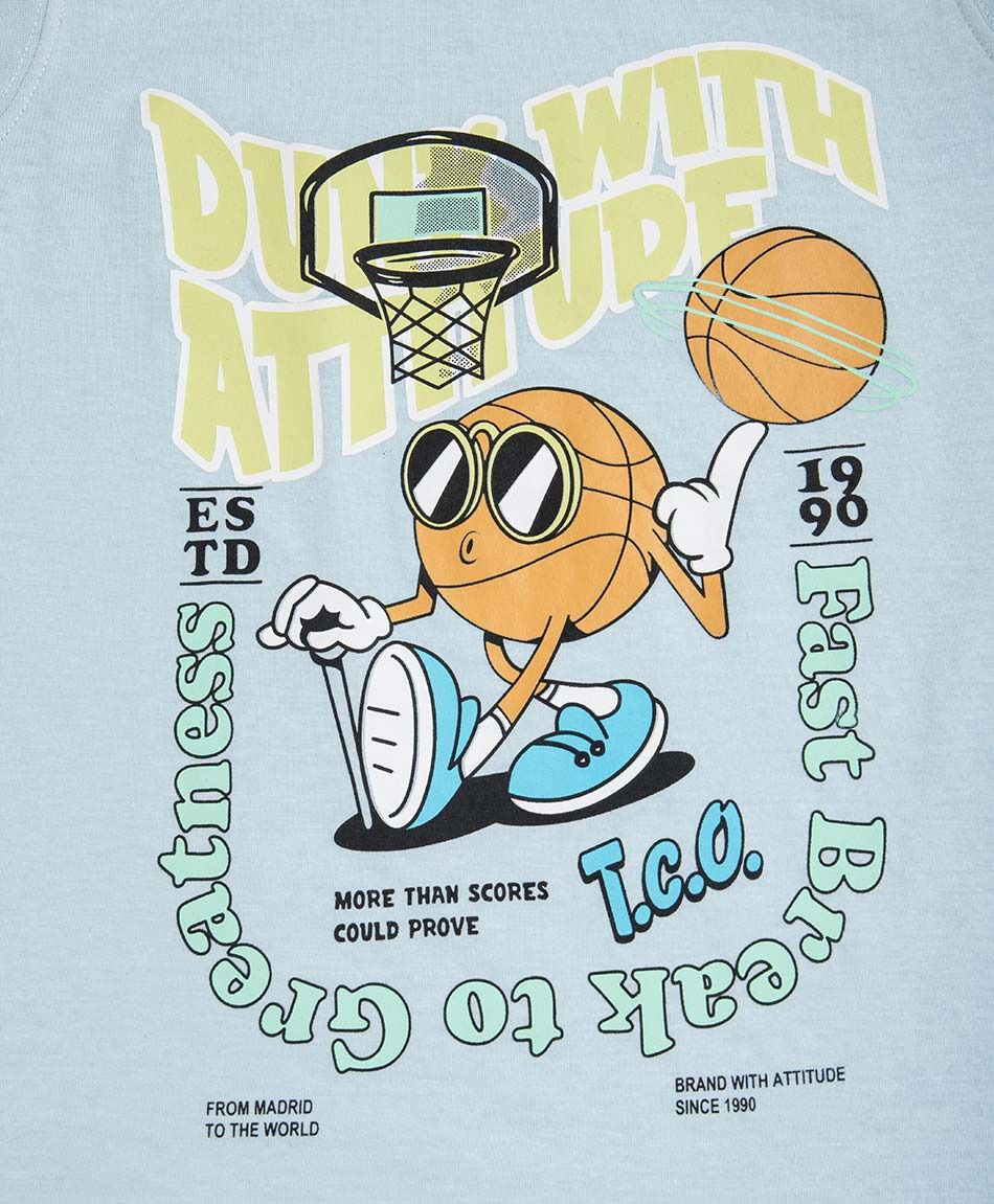Remera ni&ntilde;o sin mangas basketball