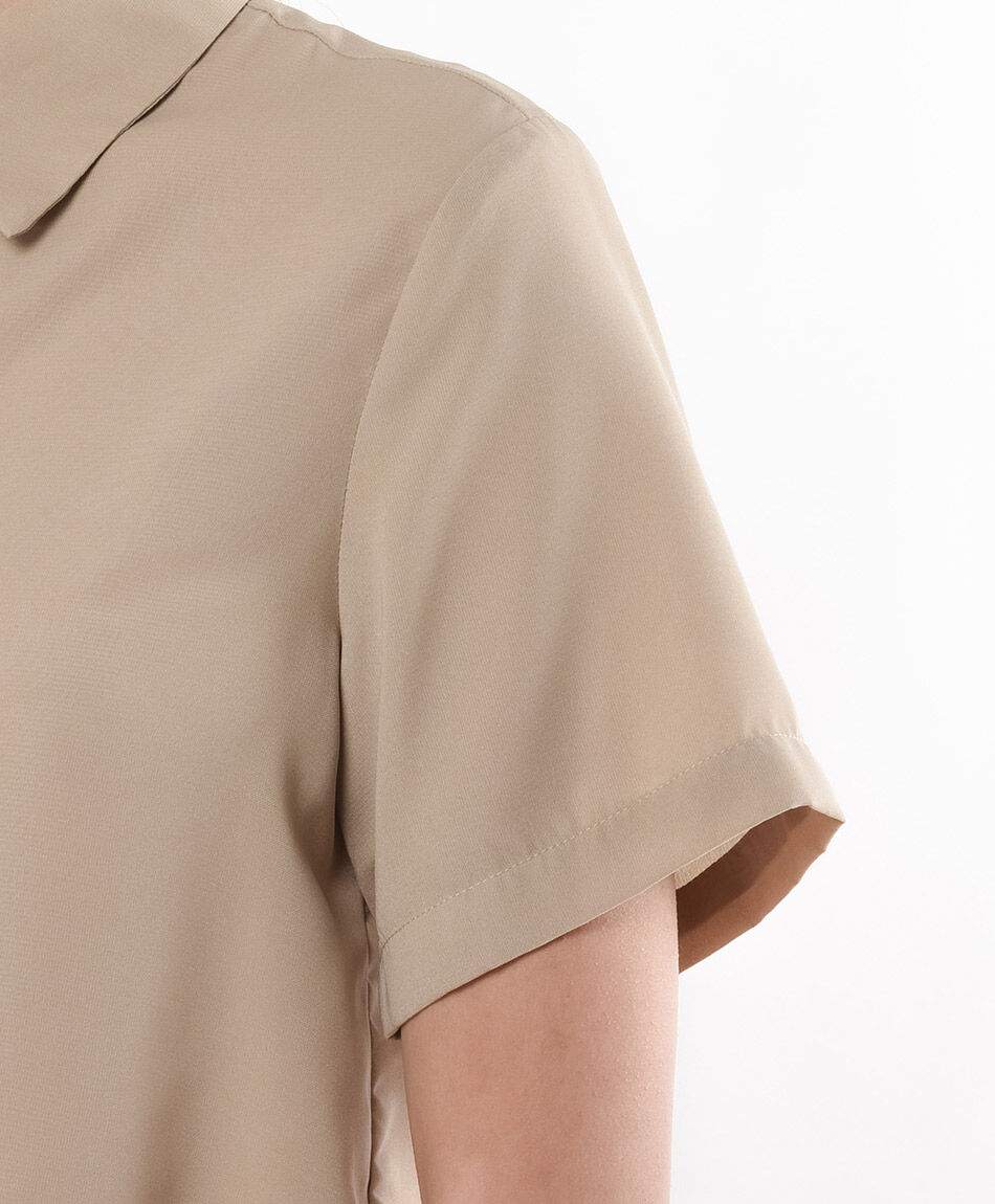 Camisa mujer manga corta beige