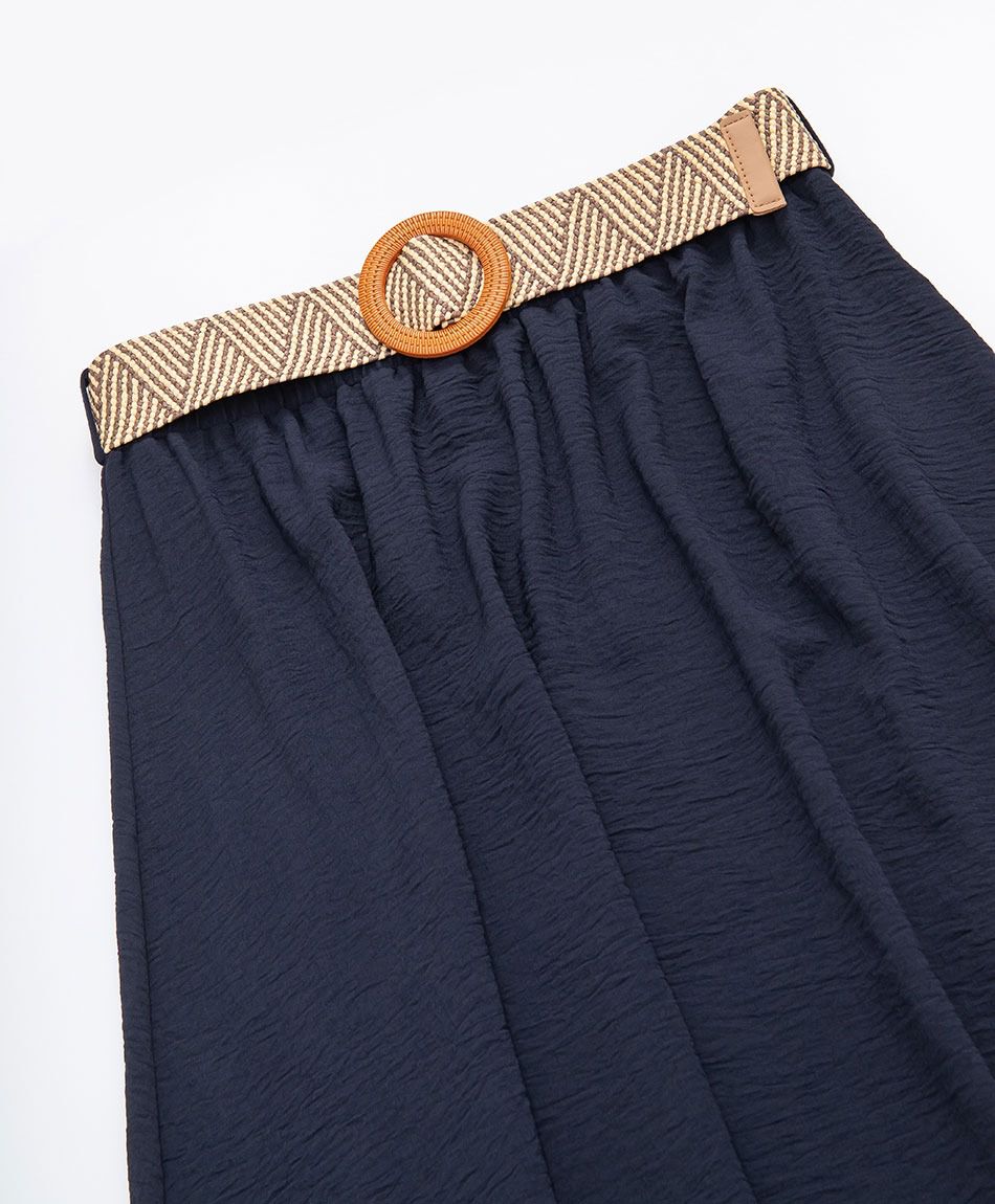 Pollera mujer cintur&oacute;n rugosa