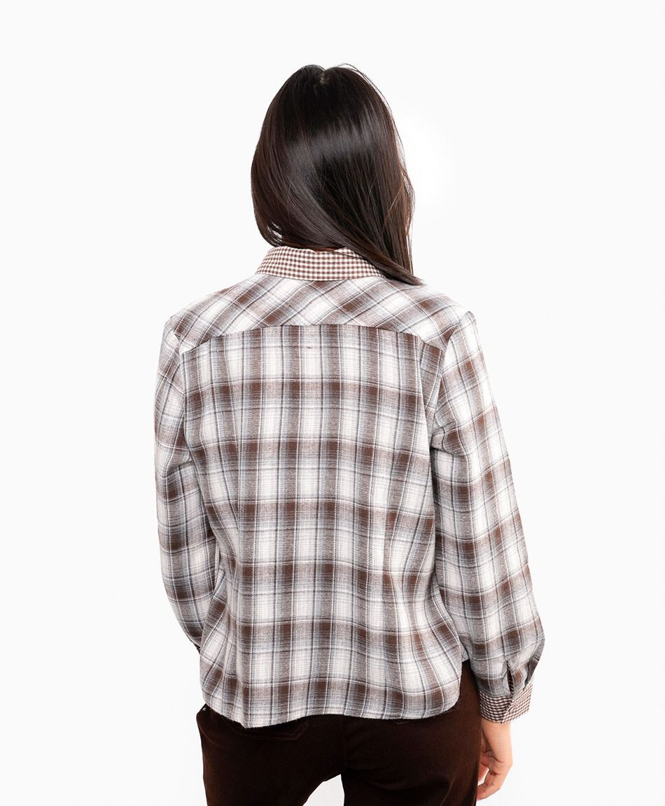 Blusa mujer escoc&eacute;s cuadros caf&eacute;