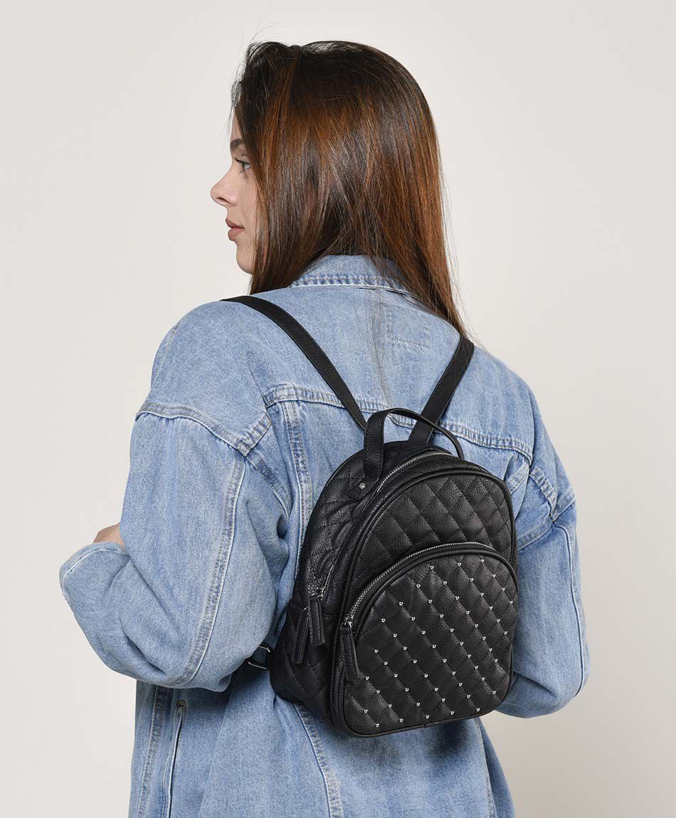 Mochila mujer rombos y tachas - TRICOT