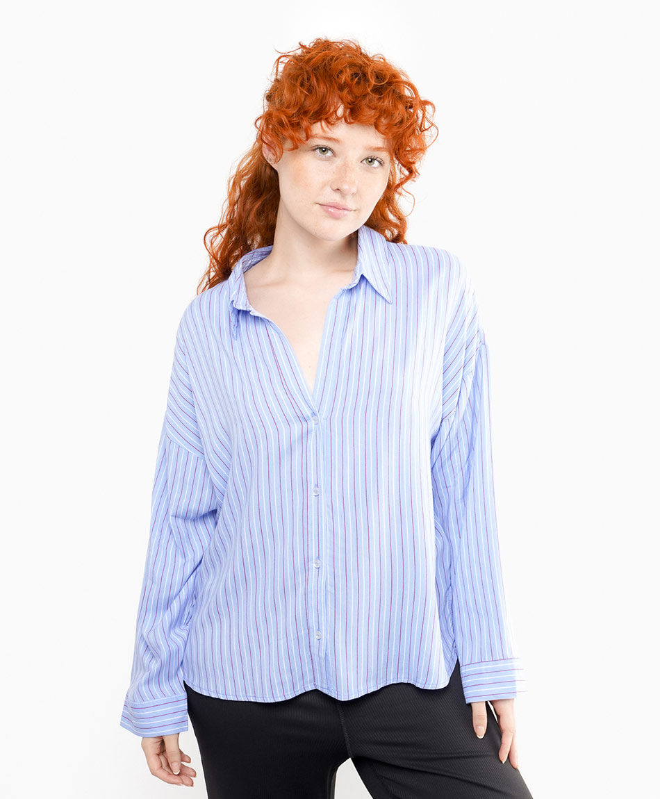 Camisa mujer l&iacute;neas blue