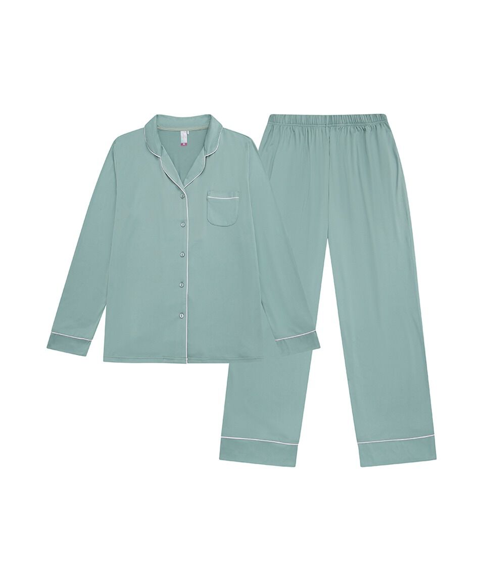 Pijama mujer camisero verde