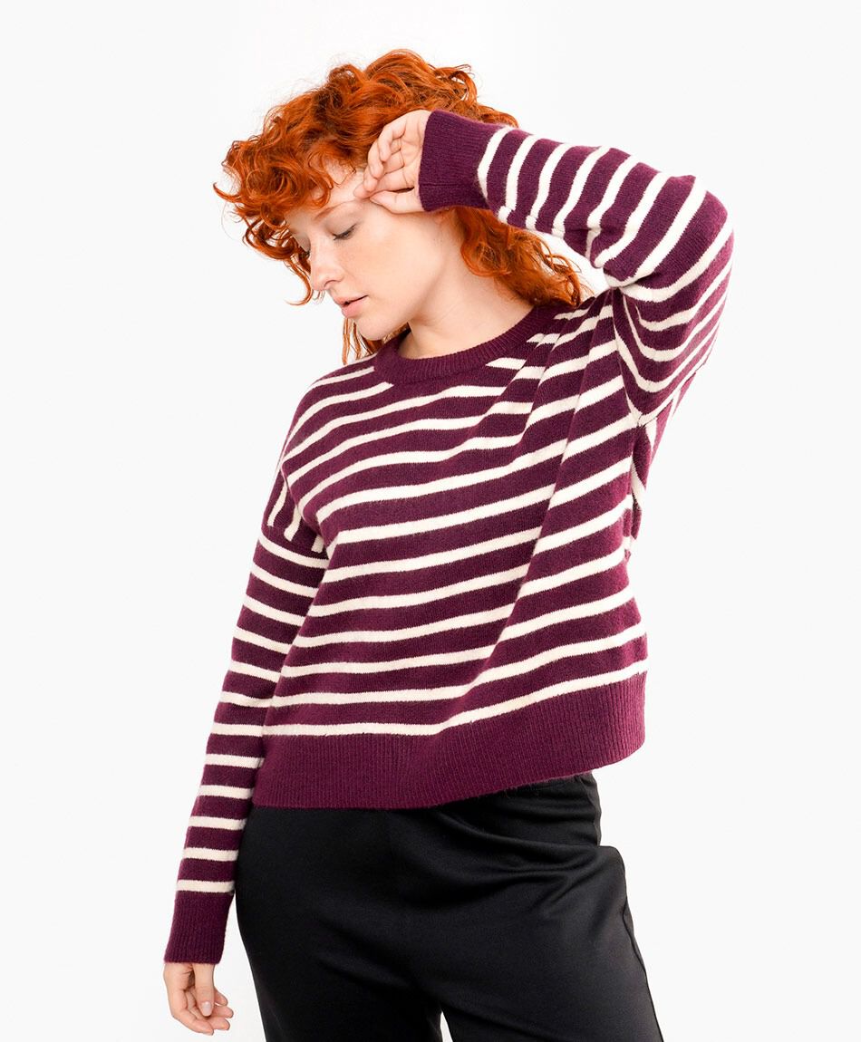 Sweater mujer lineas horizontales white