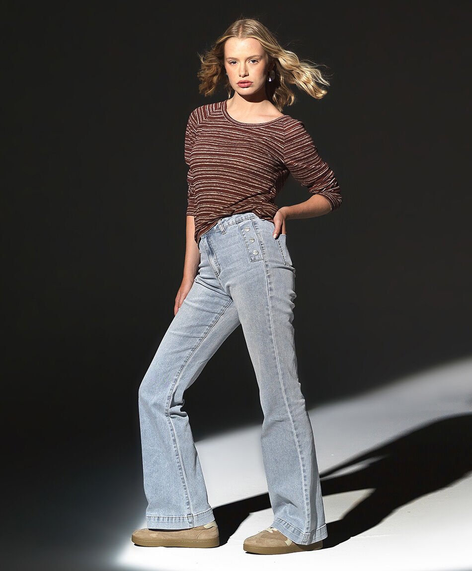 Jeans mujer palazzo bota blue