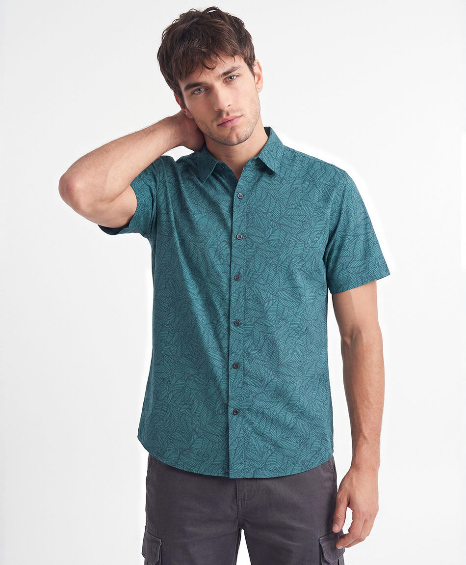 Camisa hombre hojas lino