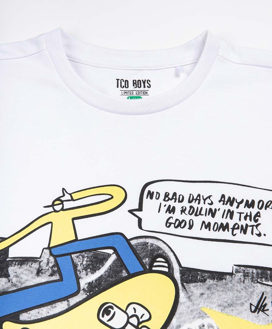 Remera ni&ntilde;o blanca skate