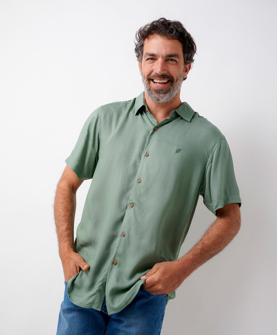 Camisa hombre lino bordado