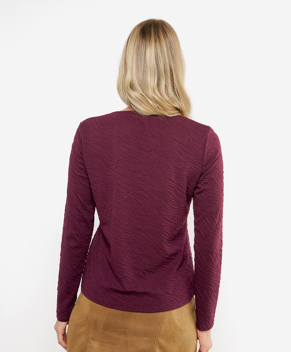 Polera mujer textura cebra burdeo