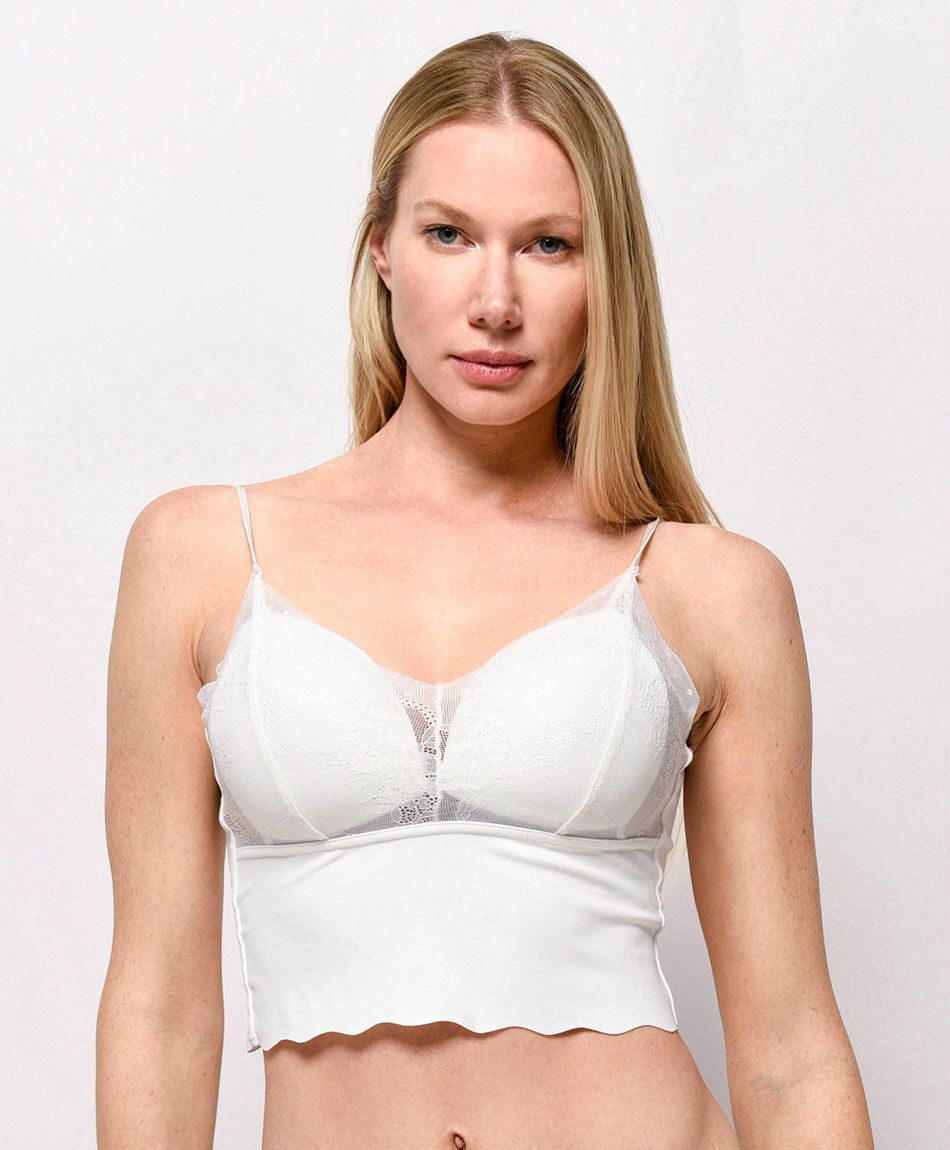 Bralette mujer encajes pretina larga