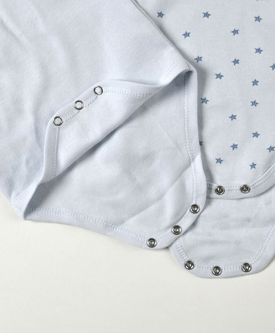 Pack 2 bodies beb&eacute; azul liso y estrellas