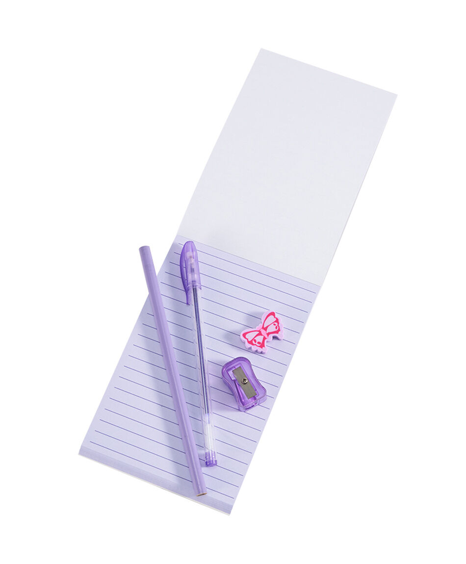 Set libreta + estuche escolar mariposas